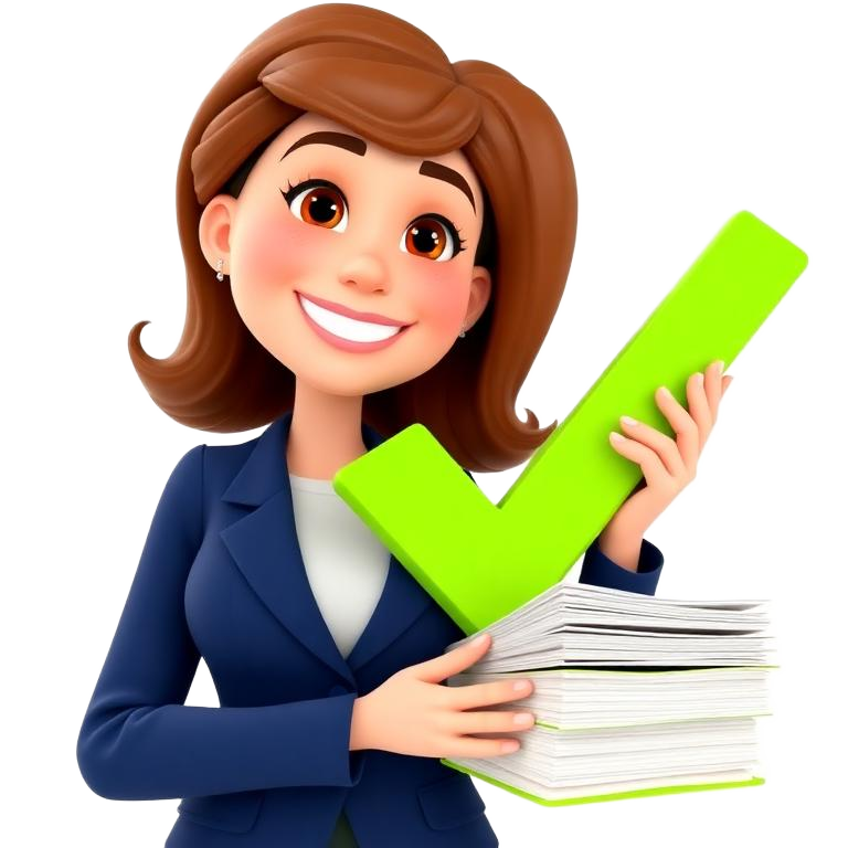 Cartoon woman accountant smiling with a laptop